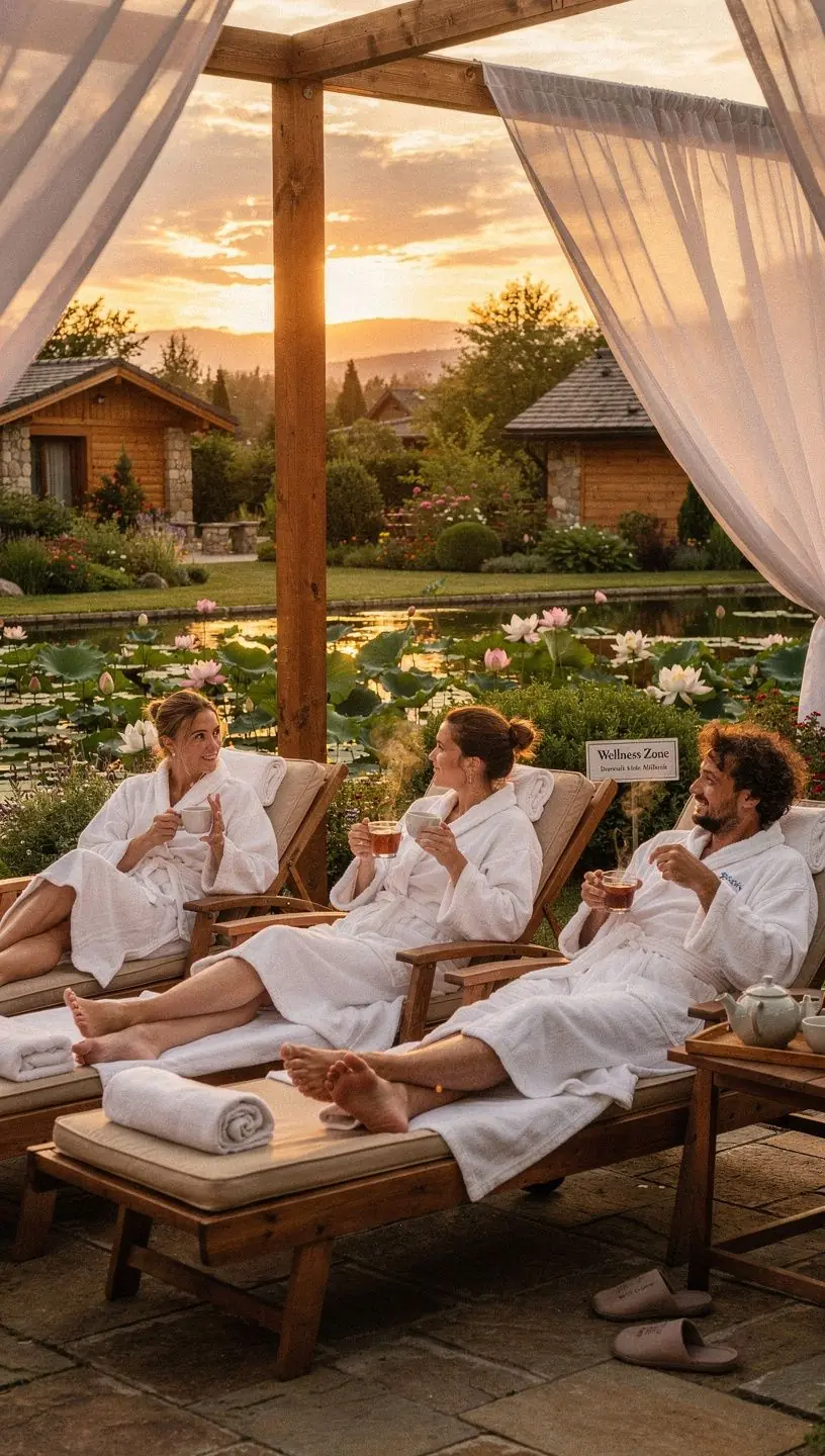 Relaxujúca scéna s človekom pijúcim čaj v prírode